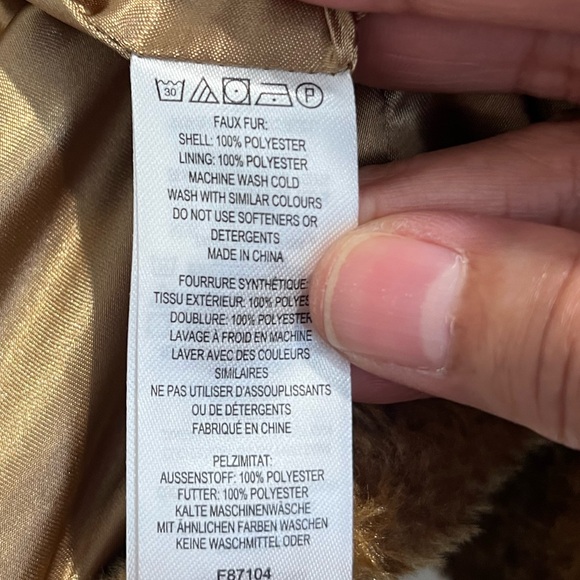 French‎ Connection Tan Faux Fur Teddy Jacket Sz. L - Picture 7 of 11